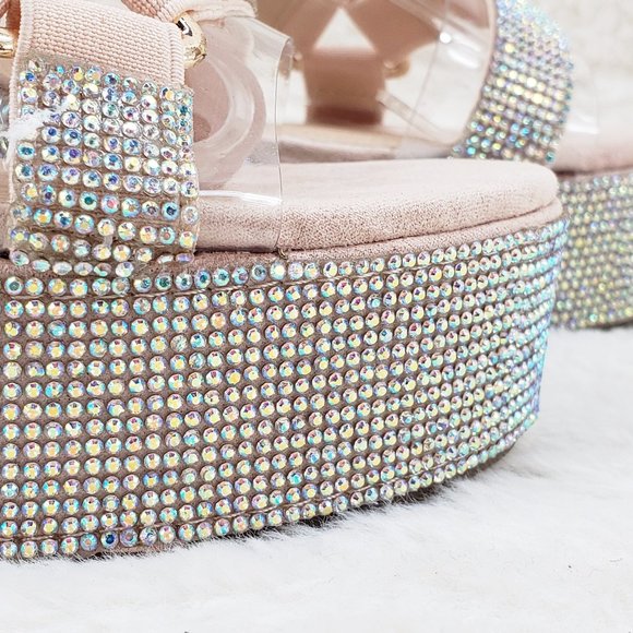 2" Sparkle Rhinestone harness strap Flatform Platform shoes Comfy - Picture 14 of 14